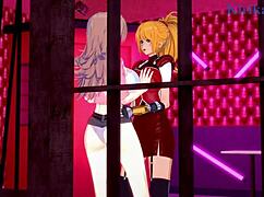 哇！Sagiri Sakurai、Setsuko Ohara和Excellen Browning在《超级机器人大战》Hentai中玩疯狂女同！