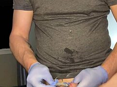 flexible guy plugs and masturbates with monster cock toys 😈