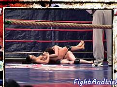 european BABES WRESTLING hard in a boxing ring match