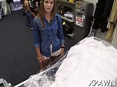 tight amateur slut performs hardcore blowjob on big cock in shop