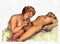 What secrets lie in this vintage erotic cartoon illustration from the past?