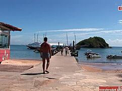 Why does this busty brunette crave anal 3some on a boat?