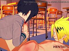 jiro kyoka gives blowjob and boobjob in classroom