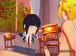 jiro kyoka gives blowjob and boobjob in classroom