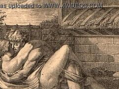 What secrets lie in this vintage erotic cartoon illustration from the past?