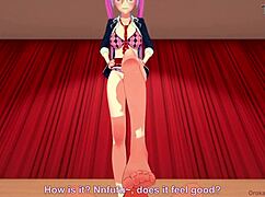 嘿，粉发动漫女孩小胸18+和你一起舞台表演！ 🎤