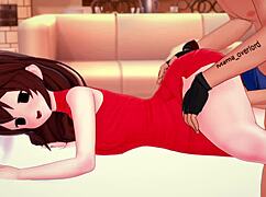 The pretty girlfriend invites her friend for an all-night fuck in the room