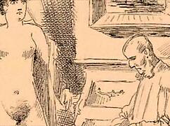 vintage erotic drawings with steamy retro vibes.