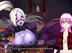 In the mirror, Daisy the dark elf embarks on her pleasure route, big tits bouncing in hentai bdsm