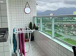 Safada Brazilian prostitute cleans with huge ass in shorts