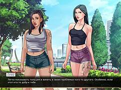 In this anime game, the teen with small tits faces a huge monster cock in intense sex