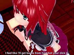 Rias Gremory Begs for Action in Fantasy Anime Scene.