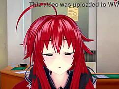 Rias Gremory Begs for Action in Fantasy Anime Scene.