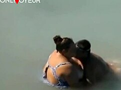 Beach Voyeur Spots BBW Mermaid in Wild Sea