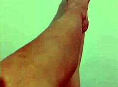 Cute girl shows her sexy legs and then masturbates her wet hole