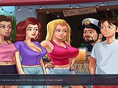 Cartoon porn with a harem of hot girls and a big cock monster