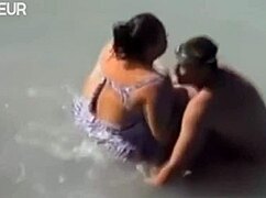Beach Voyeur Spots BBW Mermaid in Wild Sea