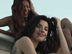 Petite Asian Maki Katana and Russian Oksi enjoy a scenic boat trip.