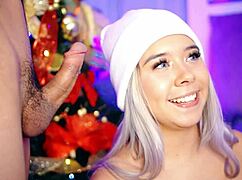 Does cute blonde Valentina give blowjob while boyfriend smokes?