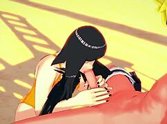Naruto and Hinata’s passionate encounter in a cartoon-like setting