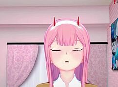 Zero Two在《Darling in the Franxx》免费POV中被猛干，3D卡通幻想！