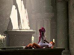 I love how this busty elf overpowers a man and claims his huge cock in 3D animation.