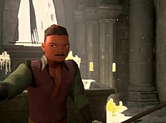 I love how this busty elf overpowers a man and claims his huge cock in 3D animation.