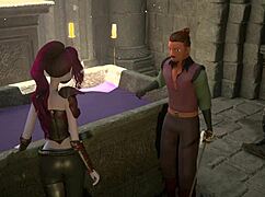 I love how this busty elf overpowers a man and claims his huge cock in 3D animation.