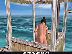 this cute girl in 3d cartoon sex on the beach 😏 showering sexy poses