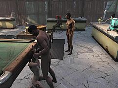Fo4 pool table party with cartoon brunette hentai anime threesome and cute desk fucking