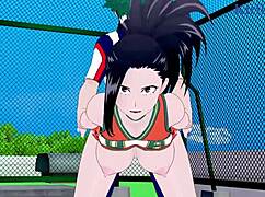 Himiko Toga, Momo Yaoyorozu, and Izuku Midoriya in steamy scenes