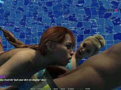 my dorm 4 - games in pool - mark playing with stepsister and friends