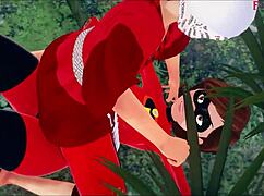 See-through clothing and intense sex in Elastigirl's secret mission