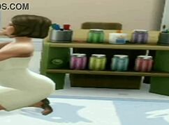 brunette teen helps teacher during lunch break in cartoon