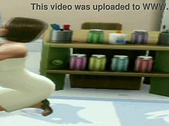 brunette teen helps teacher during lunch break in cartoon