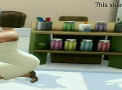 brunette teen helps teacher during lunch break in cartoon