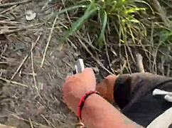 big black guy walks in the bush behind school and meets a thirsty young guy