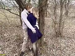 Beautiful girlfriend gets public anal sex