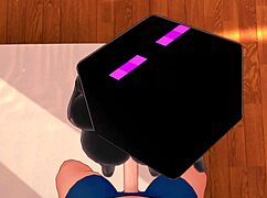 Novia viste por completo de Enderman para jugar en cama