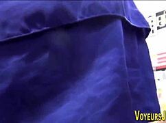 That asian babe in pantyhose is getting followed outdoors.