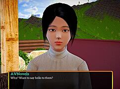 Animated erotic game with small boob redhead