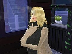 Coffee with a friend in the bathroom