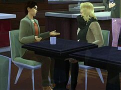 Coffee with a friend in the bathroom