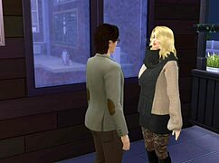 Coffee with a friend in the bathroom