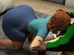 two married professors and their curvy college student in a group outfit scene.