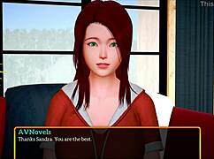 Animated erotic game with small boob redhead