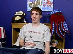 Red-Haired Twink Interviewed Before Solo Dildo Play
