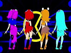 哟，看这些吃豆人鬼魂女孩在动漫Hentai风格中狂野舞蹈，太辣了！