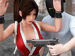 Mai bends over for a wild surrender in 3D action.