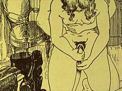 Vintage antique retro comic anime erotic drawing